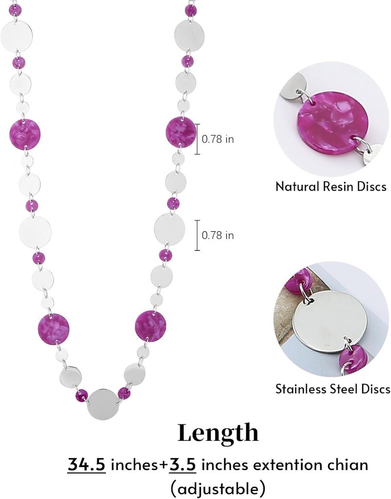 BULINLIN Layered Silver Long Necklace for Women Turquoise Stone Beaded Strand Sweater Chain Necklaces Fashion Costume Jewelry Gifts for Mom - Image 5